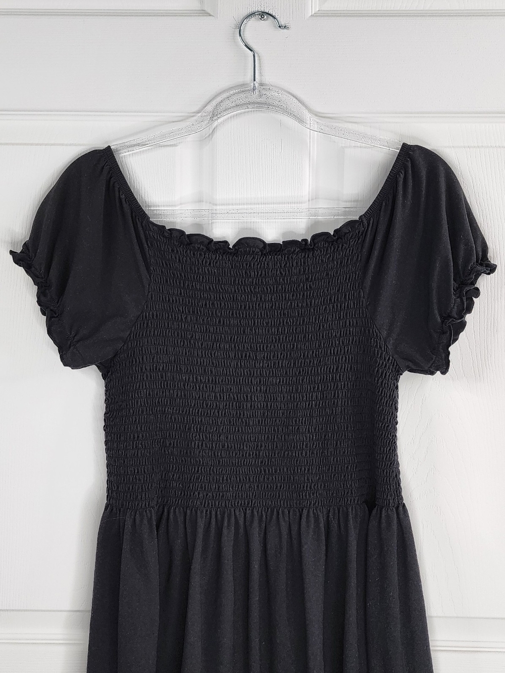 Rue21 Plus Black Smocked Peplum Top - 2X Cottagecore Off Shoulder Puff Sleeve